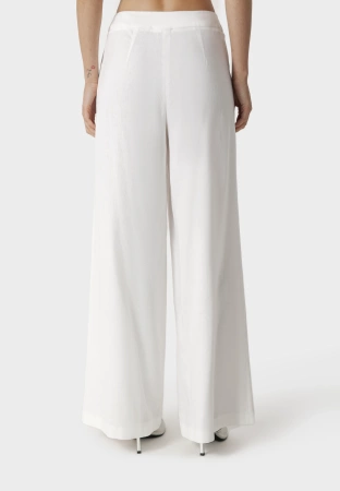 Wiskozowe spodnie z lnem w kolorze ecru