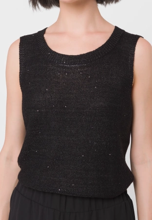 Wiskozowa bluzka na szerokich ramiączkach w czarnym kolorze