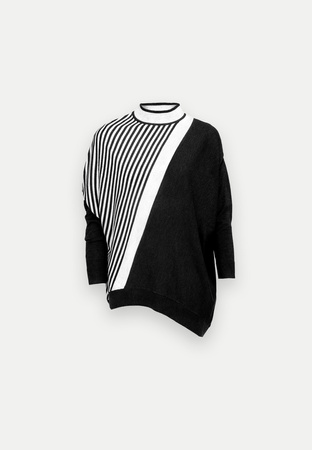 Asymetryczna tunika w czarno-białe paski