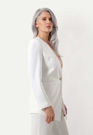 Żakiet ecru o dłuższym kroju
