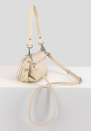 Ecru skórzana torebka z portfelem