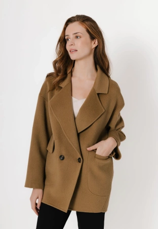 Brązowa kurtka z wełny double face