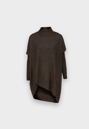 Brązowa asymetryczna tunika z błyszczącą nitką