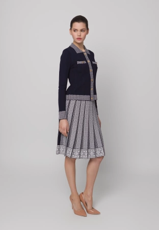 Granatowa plisowana spódnica z wiskozą