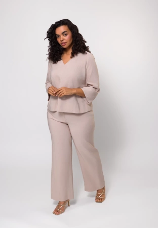 Szerokie spodnie z wiskozą i lnem