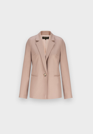 Beżowy prosty żakiet na jeden guzik