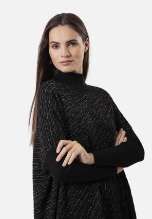 Czarna asymetryczna tunika z błyszczącą nitką