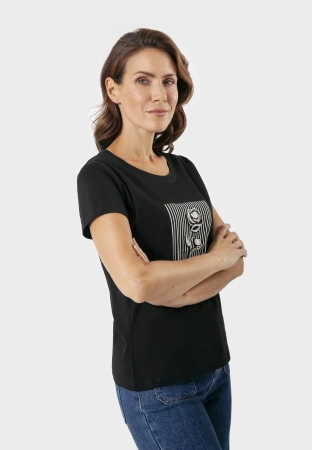 Czarny t-shirt z różą