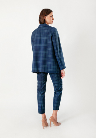 Granatowe spodnie w kratę