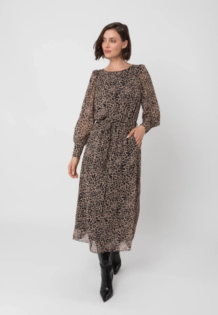 Długa sukienka w panterkowy print