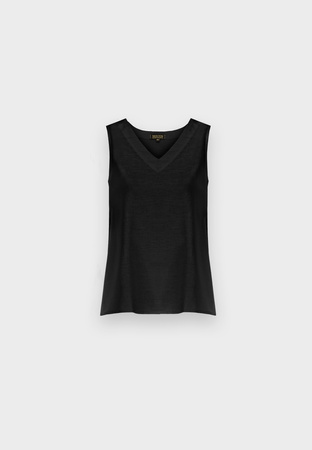 Czarna bluzka na szerokich ramiączkach z bawełny i lnu