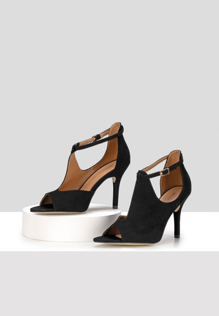 Eleganckie czarne szpilki z zamszu