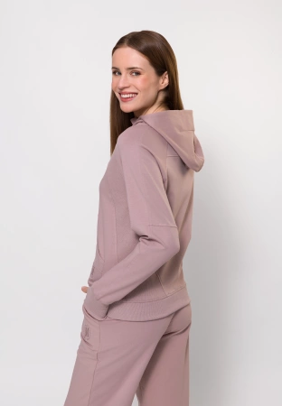 Beżowa bawełniana bluza na suwak