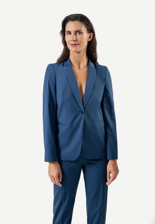 Niebieski żakiet o prostym kroju