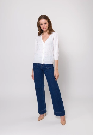 Ecru kardigan z rękawkiem ¾