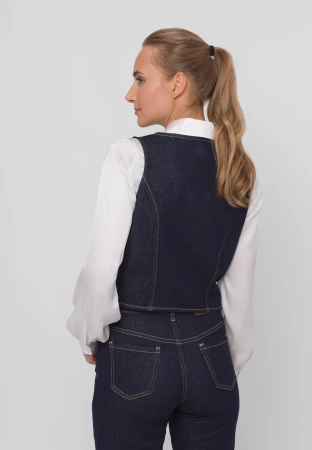 Granatowa jeansowa kamizelka