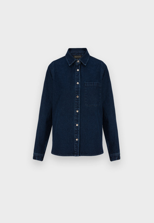 Granatowa jeansowa koszula zapinana na guziki