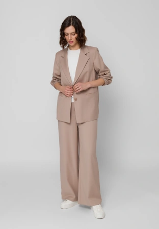 Beżowy żakiet ze ściągaczami