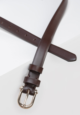 Brązowy skórzany pasek