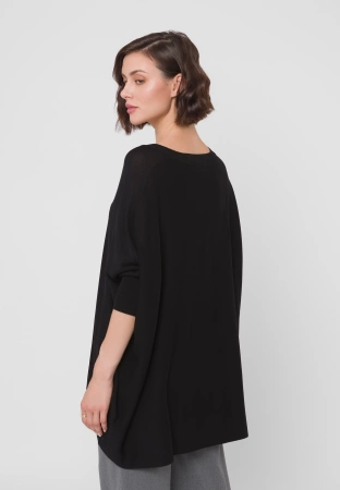 Czarna dzianinowa tunika z wiskozą