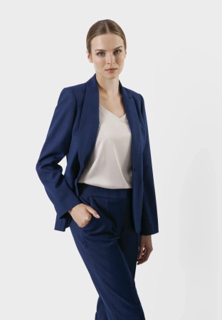 Granatowy żakiet w delikatną kratkę