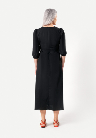 Czarna bawełniana sukienka z drapowaniem