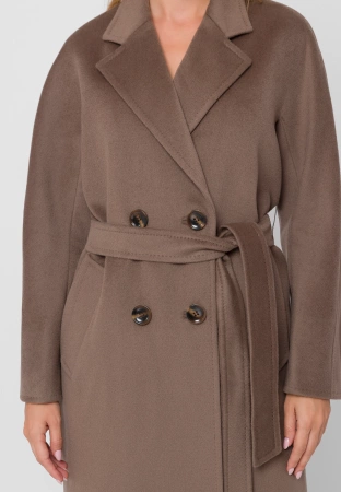 Brązowy dwurzędowy płaszcz 100% wełna