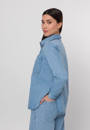 Jeansowe spodnie w gumkę z szeroką nogawką