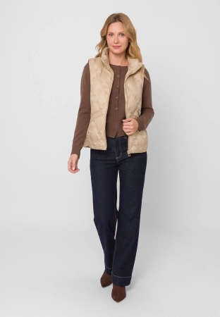 Beżowa puchowa kamizelka z naturalnym wypełnieniem