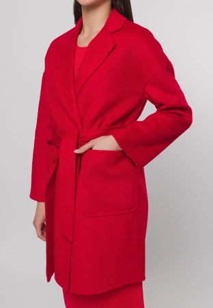 Krótki czerwony płaszcz 100% wełna