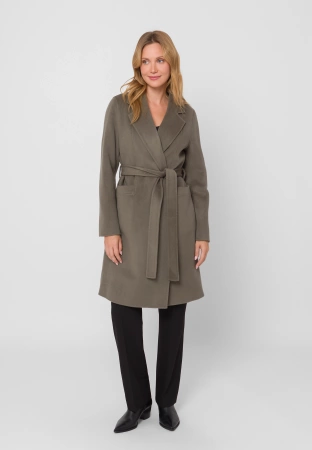 Wiązany płaszcz 100% wełna