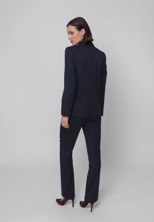 Granatowy dwurzędowy żakiet w prążek