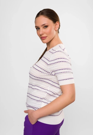 Dzianinowa bluzka w fioletowe paski