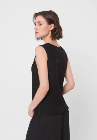 Wiskozowa bluzka na szerokich ramiączkach w czarnym kolorze