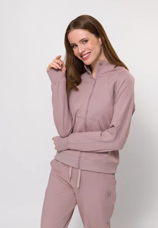 Beżowa bawełniana bluza na suwak