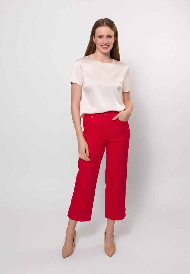 Czerwone jeansy cropp