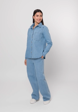 Jeansowe spodnie w gumkę z szeroką nogawką