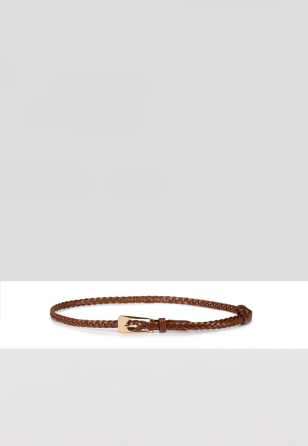 Cienki pleciony pasek w kolorze brązowym