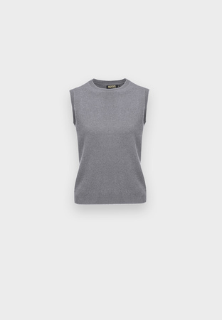 Szara bluzka na szerokich ramiączkach z kaszmirem