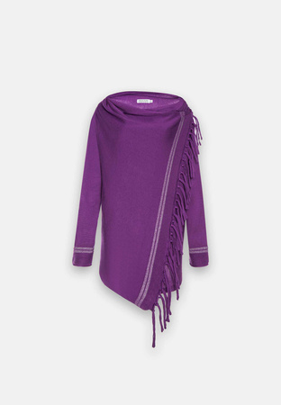 Fioletowy sweter bez zapięcia z zakładanym przodem