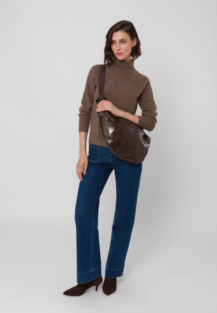 Brązowy golf 100% wełna