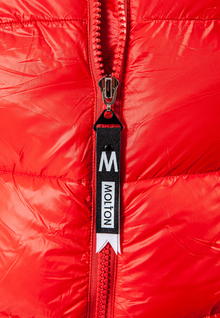 Czerwona długa kurtka z kapturem