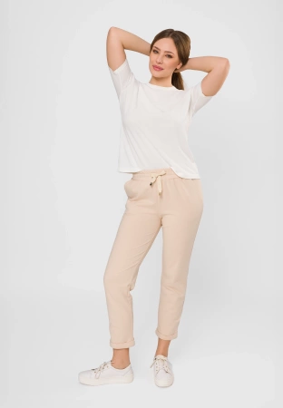 Bawełniane dresowe spodnie w beżowym kolorze