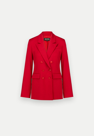 Długi dwurzędowy żakiet w czerwonym kolorze