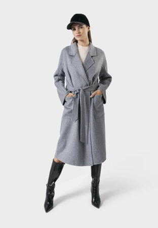 Szary płaszcz double face 100% wełna