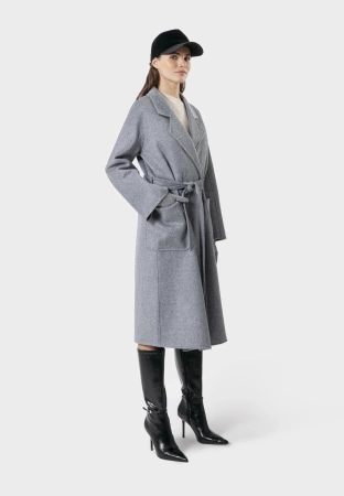 Szary płaszcz double face 100% wełna