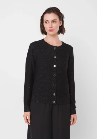 Wiskozowy kardigan z cekinami w czarnym kolorze