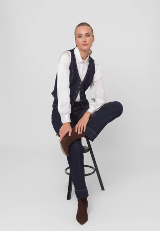 Granatowa jeansowa kamizelka