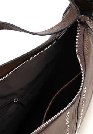 Brązowa torebka z ćwiekami 100% skóra
