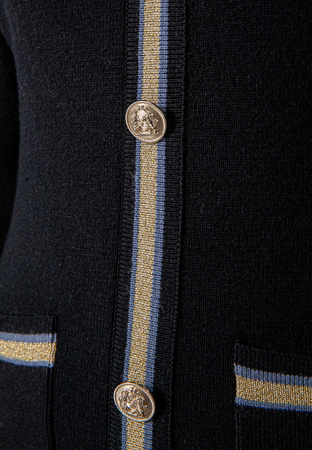 Czarna dzianinowa sukienka z kieszeniami